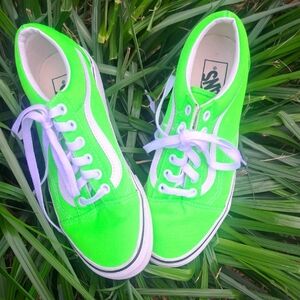 Vans Old Skool Neon Green Sneakers Men Size 6 Women 7.5